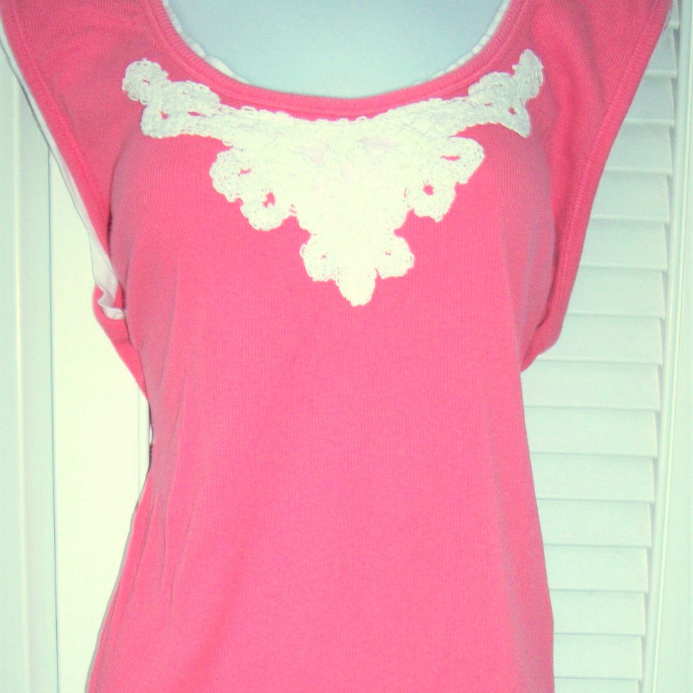 LIZ CLAIBORNE sz 2X  PINK  TANK TOP w   LACE
